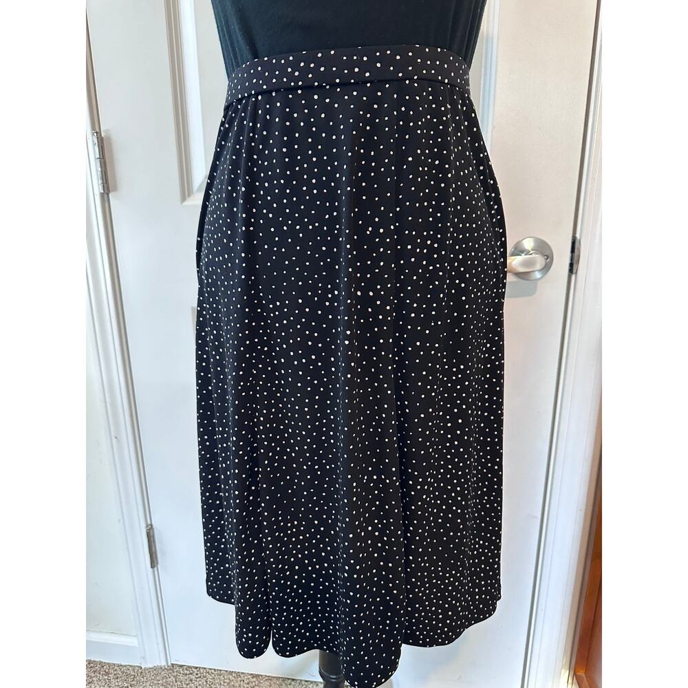 Liz & Co Liz Claiborne Womens sz XL Elastic Waist Polka Dot Black Skirt Y2K Work